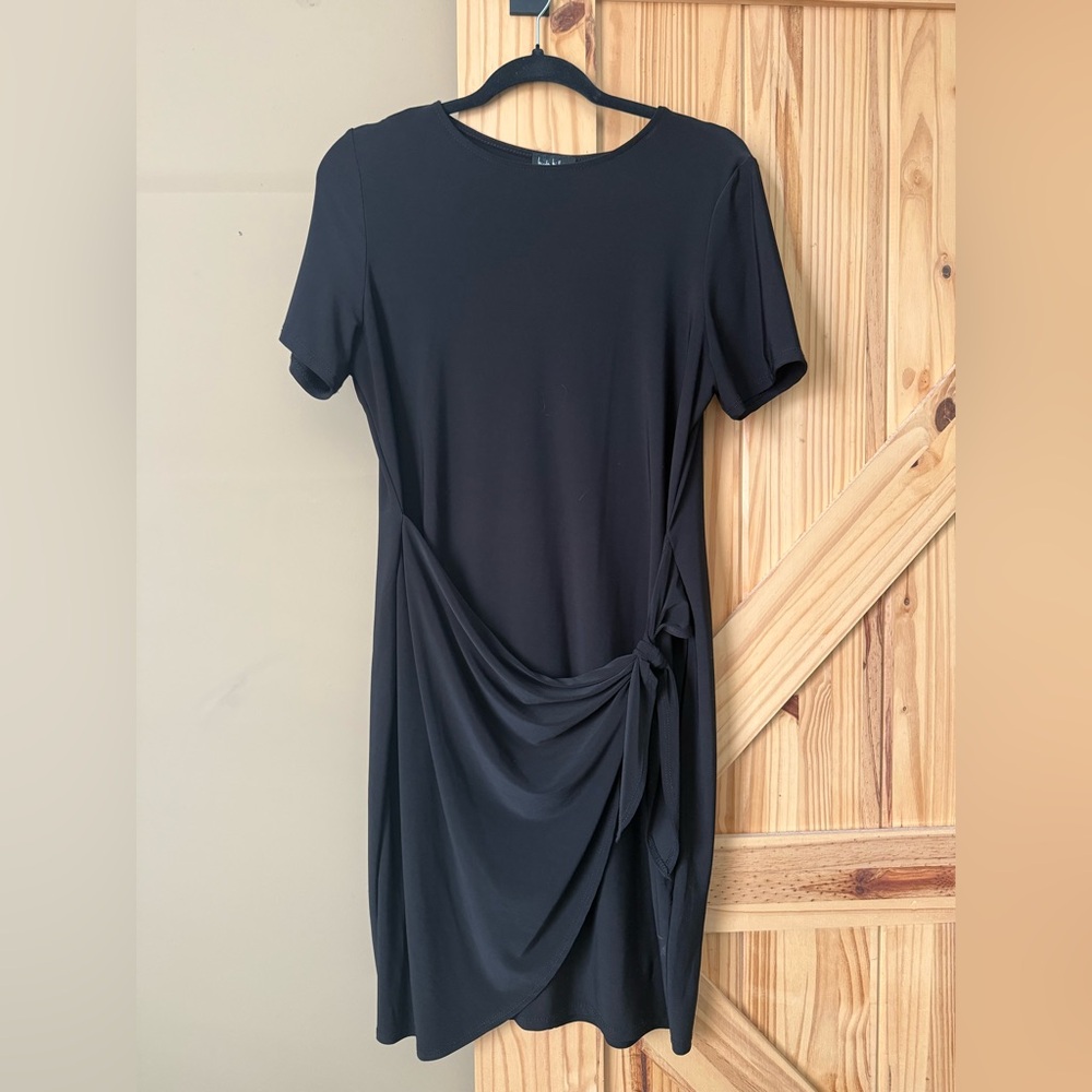 Nicole Miller Black Midi Dress with Side Knot